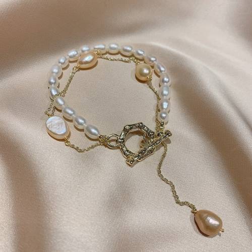 Natural Freshwater Pearl Bracelet For Women Double Laye Bracelet Femme Fashion Jewelry 2022 New Ot Design Summer Luxurious Gift