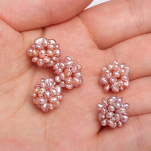 Natural Freshwater Pearl Colored Flower Ball Pendants Hand Woven for Jewelry Making DIY Necklace Earrings Accessories 12-13mm