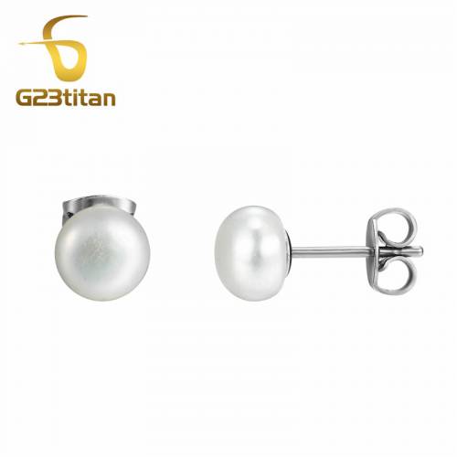 Natural Freshwater Pearl Earrings Artificial Cultured Pearls 20G Titanium Stud Earring Child Girl Women Ear Jewelry Accessories