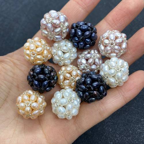 Natural Freshwater Pearl Flower Ball Cultured Baroque White Pearls for DIY Making Wedding Women Necklace Bracelet Jewelry