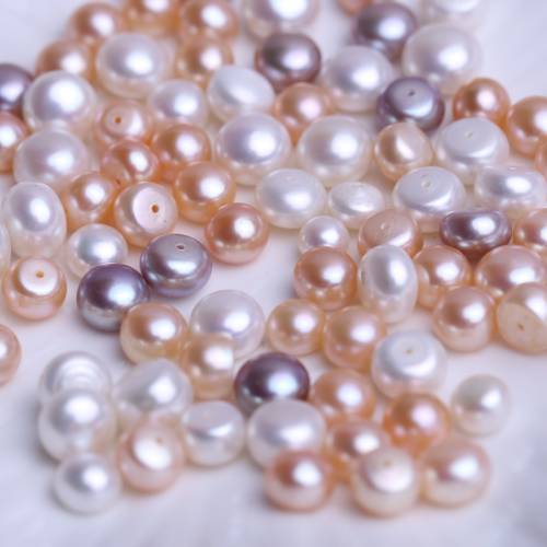 Natural Freshwater Pearl Loose Beads Flat Round Half Hole Drilled For Necklace Bracelet Earrings Ring Jewelry Making