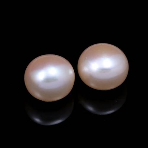 Natural Freshwater Pearl Pink Half-Porous Round Bead11-12mm For Jewelry MakingDIY Necklace Earring Accessories Charm Gift Party