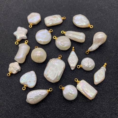Natural Freshwater Pearl Small Pendant 5-20mm Geometric Round Love Pearl Charm Jewelry DIY Necklace Earrings Bracelet Accessorie