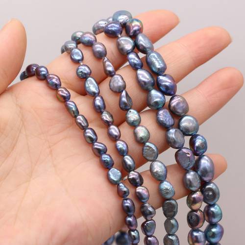 Natural Freshwater Vertical Hole Two-sided Light Black Pearl Beads for DIY Necklace Bracelet Jewelry Making for Women Gift