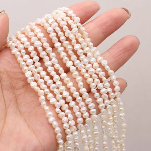 Natural Freshwater White Pearl Double-sided Light Beads Crafts DIY Necklace Bracelet Anklet Jewelry Accessories Gift Make 3-4mm