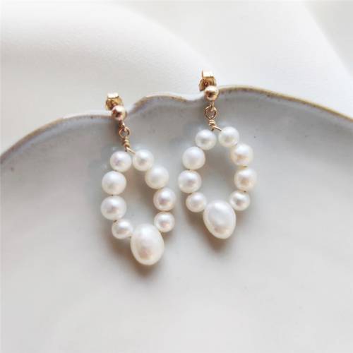 Natural Pearl Earrings 14K Gold Filled Pearl Earrings Handmade Gold Jewelry Boho Oorbellen Brinco Vintage Jewelry Women Earrings