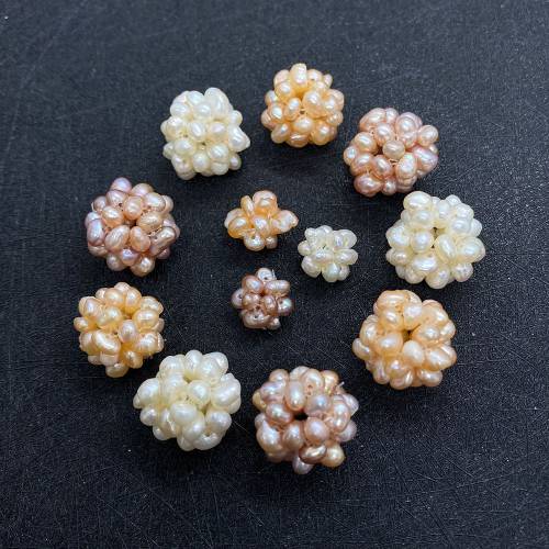 Natural Pearl Flowers Beads Pendant Pearl Ball Shape Freshwater Baroque Pearls Charms For Jewelry Making DIY Accessories Craft