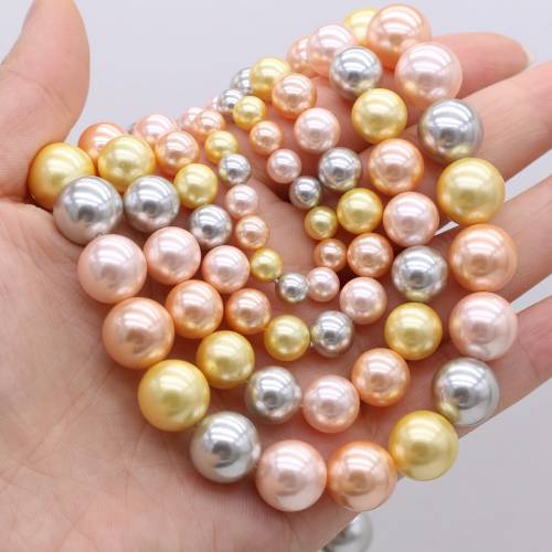 Natural Pearl Pink Yellow Gray Round Shell Beads 6mm/8mm/10mm/12mm For Jewelry Making DIY Necklace Bracelet Accessories Gift36CM