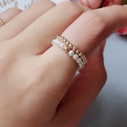 Natural Pearl Rings 14K Gold Filled Knuckle Rings Gold Filled Jewelry Mujer Bague Femme Handmade Minimalism Jewelry Boho Rings