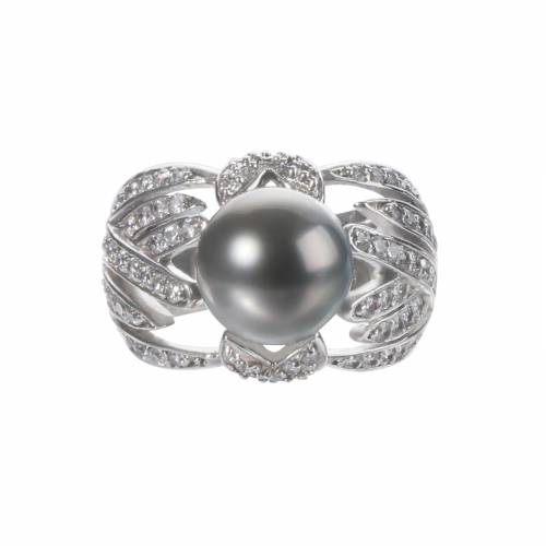 Natural Tahitian Pearl 925 Sterling Sliver Inlay Shiny CZ Ring For Women Handmade Accessories Jewelry Elegant Wedding Rings Gift