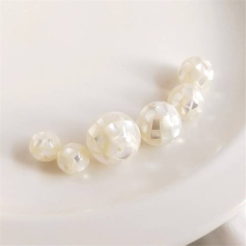Natural white disc pearl shell round ball piece paste earth bead diy bracelet loose bead head jewelry with bead material