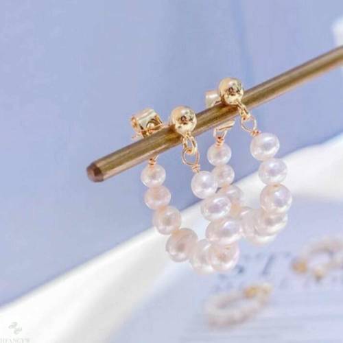 Natural white Freshwater Pearl Gold 14k Earring gift Mother‘s Day Halloween FOOL‘S DAY Hook VALENTINE‘S DAY Jewelry Freshwater
