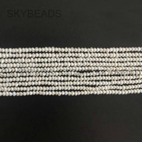 Natural White Pearl Seed 2-3mm 3-4mm Tiny Small Micro Nearly Egg Round Loose Freshwater Pearl Strands for Jewelry Making Supply