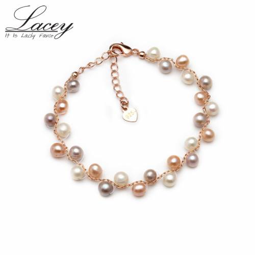 Near round freshwater pearl bracelets - multi color natural pearl bracelets & bangles for women