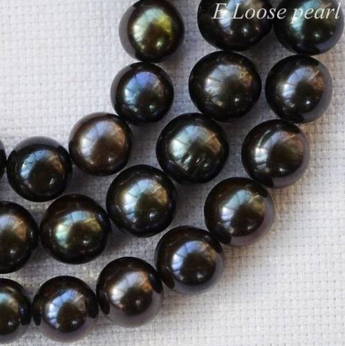 New Arrival Loose Pearl Jewelry Natural Freshwater Pearls Round Potato Black Loose Pearls 8mm One Full Strand DIY Fine Lady Gift