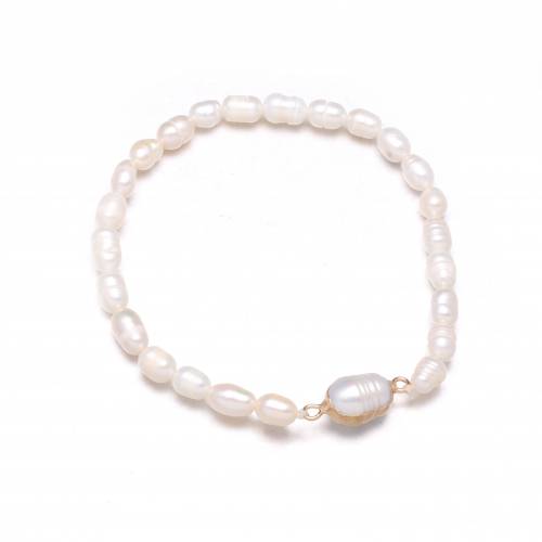 New High-Quality Bracelet Bangle Natural Rice Shape Freshwater Pearl Bracelets for Women Romantic Love Jewelry Gifts 4-5mm
