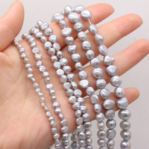 New Natural Freshwater Two-sided Light Gray Pearl Beads for Necklace Bracelet Jewelry Making DIY Accessories for Women Gift