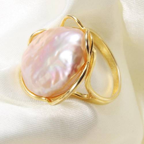 Pearl Ring Natural Fresh Water Pearl For Women Big Size Baroque Irregular Pearl Ring Adjustable Jewelry Gift