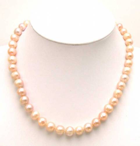 Qingmos Natural AA 8-9mm Pink Freshwater Round Genuin Pearl Chokers necklace For Women-5286 Wholesale/retail Free shipping