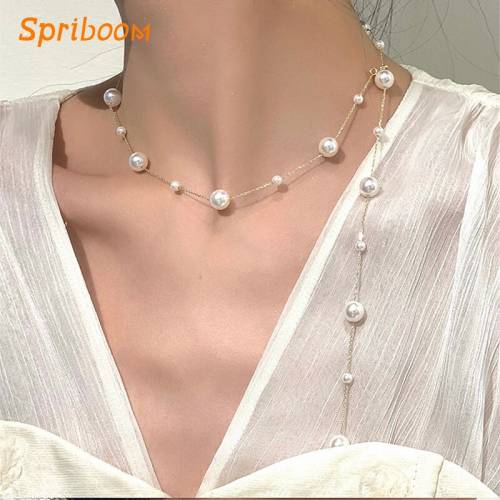 Real Gold Plated Pearl Necklaces for Women Small Big Size Natural Freshwater Pearls Necklace Multilayer Bracelet Wedding Jewelry