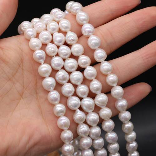 Real Natural Pearl Beads Irregular Round Freshwater Baroque Pearls for DIY Craft Necklace Bracelet Jewelry Making Strand 14‘‘