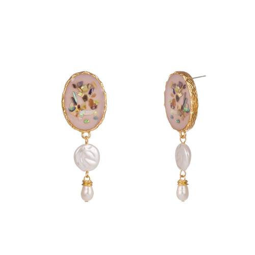 Round Natural Freshwater Pearl Dorp Earrings For Women Elegant Retro Simple Women‘s Earring Female Jewelry Accessories Wholesale