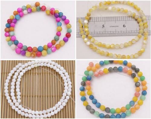 Round Shell Loose Beads Natural White Mother of Pearl Multi-color 15 Jewelry Making DIY 35mm 4mm 6mm