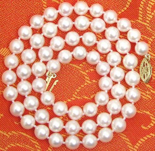 SALE 6-7mm Natural AKOYA Saltwater Pearl 20 necklace SOLID GOLD CLASP-nec5501 Wholesale/retail