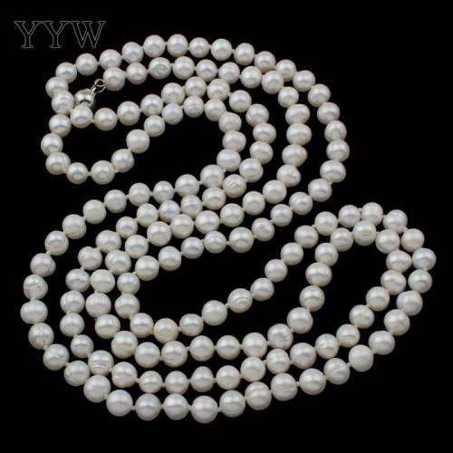Sale Freshwater Pearl Sweater Chain Necklace Brass Box Clasp Potato Natural White 7-8mm Sold Per 48inch Strand Diy Jewelry