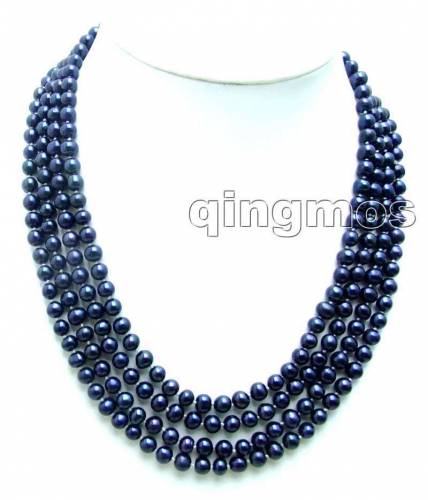 SALE Super Long 80 Round Luster Black 7-8mm FreshWater natural PEARL NECKLACE -nec7761 Free shipping Free shipping