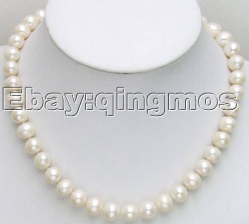Sales! Big 10-11mm High Luster A+ Natural Freshwater WHITE Pearl 17 necklace-nec5257 Wholesale/retail Free shipping