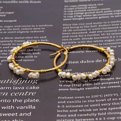 Simple Loop Earrings For Women Bohemian Ethnic Style Natural Freshwater Pearl Large Hoop Earrings Female Jewelry