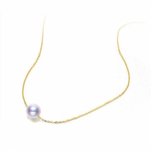 Sinya Au750 18k Gold Classical Natural High Luster Perfect Round Pearl Pendant Charm NecklaceDIY Jewelry for Girls Women