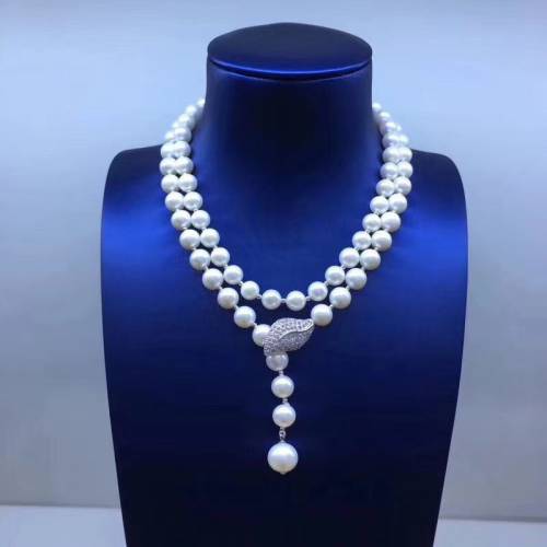 Sinya Sweater chain Round Natural pearls strand long necklace Women Girls Mum lover newest gift Double-deck Pearl chocker