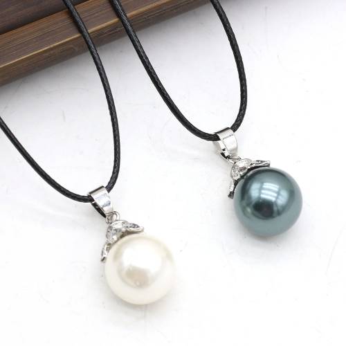 Small Ball Shell Alloy Necklace Natural Mother of Pearl Shell Pendant Neck Rope Chain for Women Girl Luxury Quality Jewelry Gift