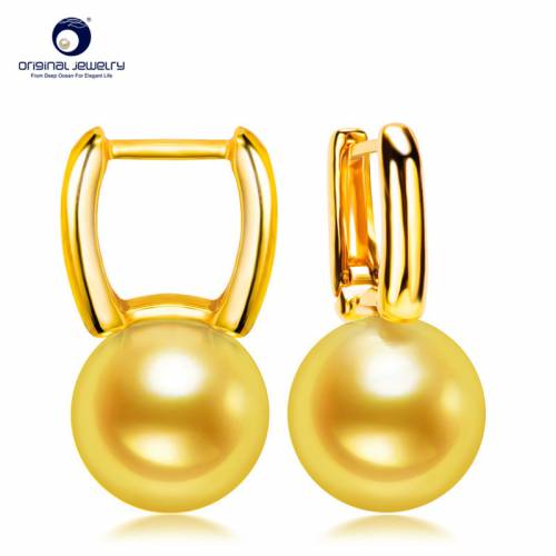 Square Design 18k Gold Drop Earring 75-8mm Genuine Natural Japanese Akoya Pearl Earrings Fine Jewelry For Women