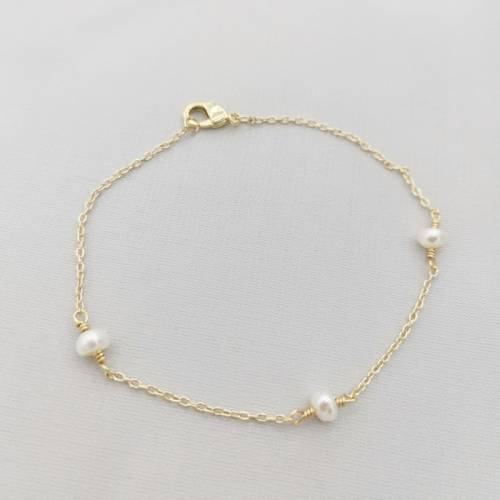 Tiny 14K Gold Filled Bracelet Handmade Pearl Jewelry Natural Freshwater Pearl Bracelet Boho Charms Vintage Pulsera Mujer Perla