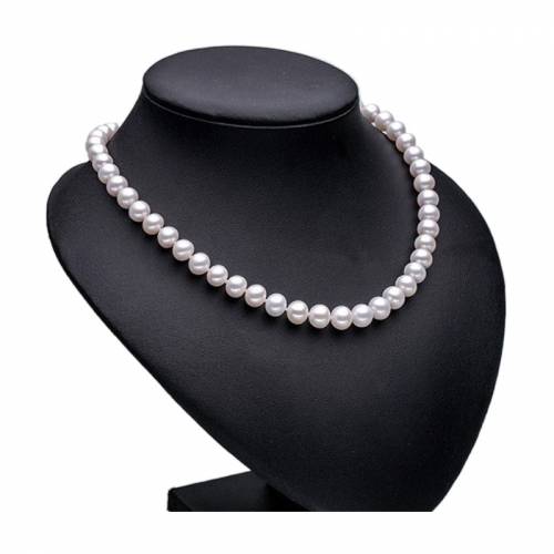 White Near Round Pearl Necklace 8-9mm Natural Freshwater Pearl Jewelry For Women Classic Engagement Gift