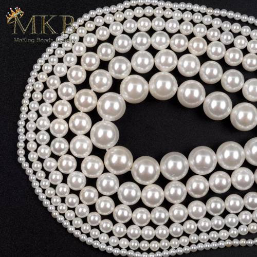 Wholesale White Shell Pearl Natural Stone Beads 2-12mm For Jewellry Making Handmade Round Bracelets Spacer Beads Diy Necklace