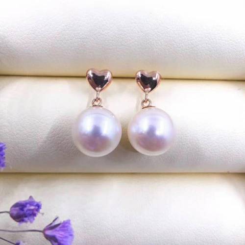 Xin yi peng real 18 k rose gold inlaid natural pearl female earrings for women drop earrings fine jewelry AU750