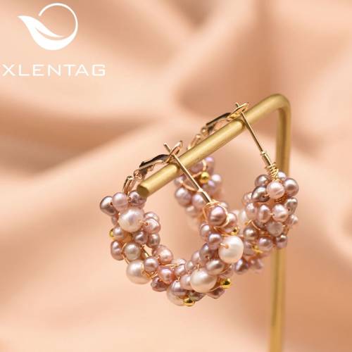 XlentAg Colorful Real Freshwater Pearl Earrings For Women Wedding Earings Party Fine Natural Peals Earrings Boho Jewelry GE0853