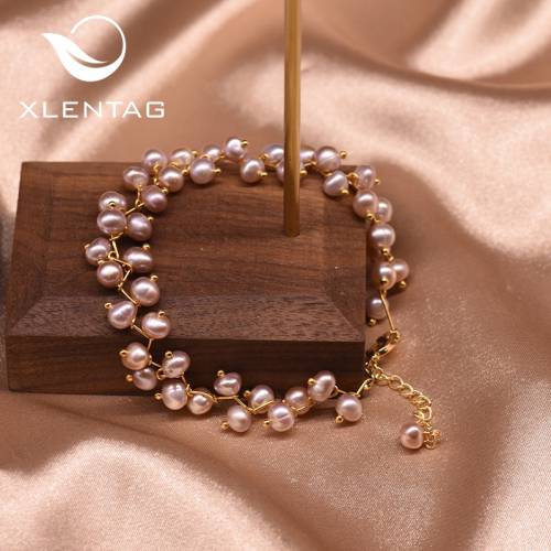 XlentAg Designer Natural Small Purple Pearls Adjustable Bracelets For Lovers Engagement Women‘s Cute Jewellery For Girls GB0193A