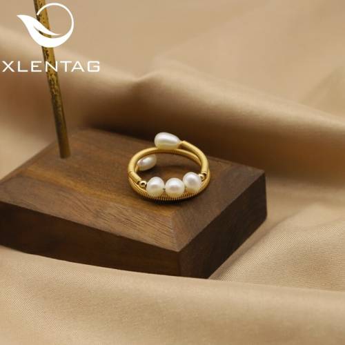 XlentAg Minimalist Natural White Pearl Women Layered Rings Adjustable Couple Ring Gifts Of Love Vintage Handmade Jewelery GR0260