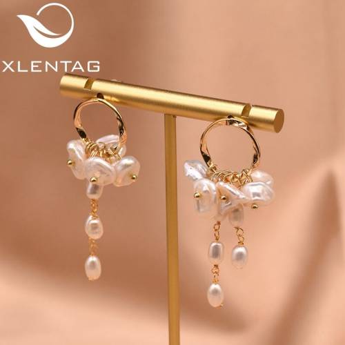 XlentAg Natural High-quality Baroque Pearls Drop Earrings Round Korean Earings Fashion Jewelry Women Birthday Party Gifts GE0545