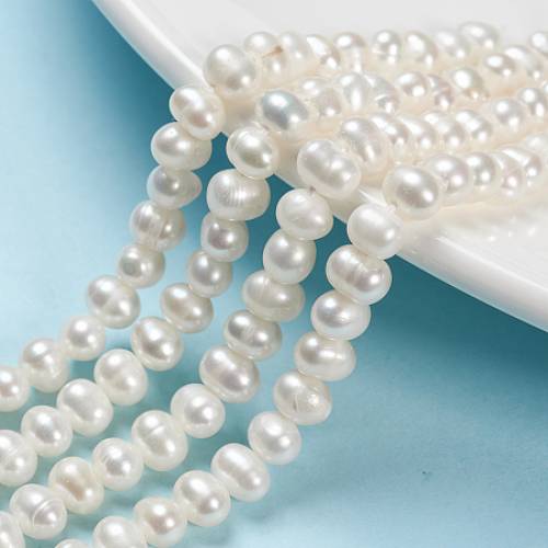 Grade A Natural Cultured Freshwater Pearl Beads - Potato - Light Goldenrod Yellow - 5~6mm - Hole: 08mm; 141 inches