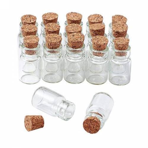 ARRICRAFT 20pcs 18x10mm Clear Tampons Glass Wishing Bottles Vials with Cork Bead Containers