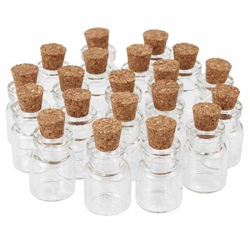 ARRICRAFT 20pcs 22x15mm Clear Tampons Glass Wishing Bottles Vials with Cork Bead Containers
