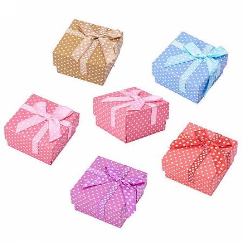 ARRICRAFT 12Pcs Cardboard Small Jewelry Boxes Gift Packaging Boxes with Cotton Filled 51x51x31mm for Earring - Ring - Bracelet and Necklace Mixed...