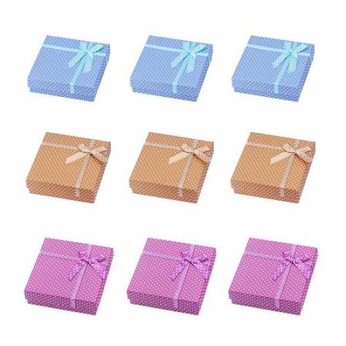 ARRICRAFT 12Pcs Cardboard Small Jewelry Boxes Gift Packaging Boxes with Cotton Filled 9x9x3cm for Earring - Ring - Bracelet and Necklace Mixed Color
