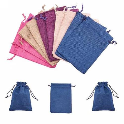 ARRICRAFT 10PCS 10-Color Burlap Packing Pouches Drawstring Bags 5x7 Gift Bag Jute Storage Linen Jewelry Pouches Sacks for Wedding Party Shower...